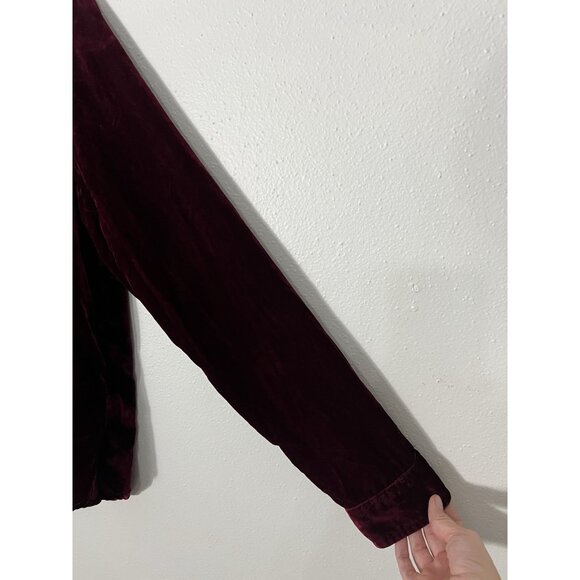 Maeve By Anthropologie Wine Red Button Down Velvet Shirt Size 6 - Picture 6 of 15